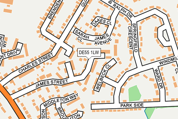 DE55 1LW map - OS OpenMap – Local (Ordnance Survey)