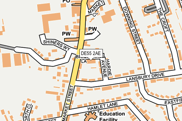 DE55 2AE map - OS OpenMap – Local (Ordnance Survey)
