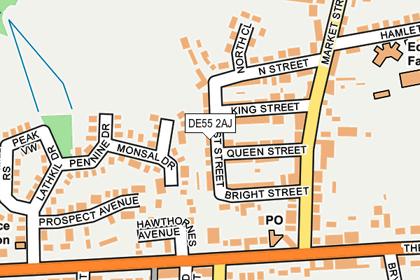 DE55 2AJ map - OS OpenMap – Local (Ordnance Survey)