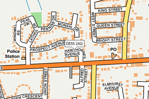 DE55 2AQ map - OS OpenMap – Local (Ordnance Survey)