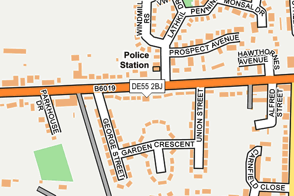 DE55 2BJ map - OS OpenMap – Local (Ordnance Survey)