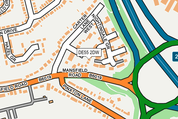 DE55 2DW map - OS OpenMap – Local (Ordnance Survey)