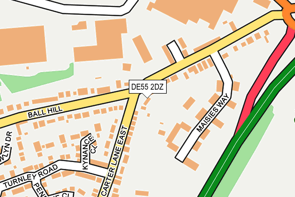 DE55 2DZ map - OS OpenMap – Local (Ordnance Survey)
