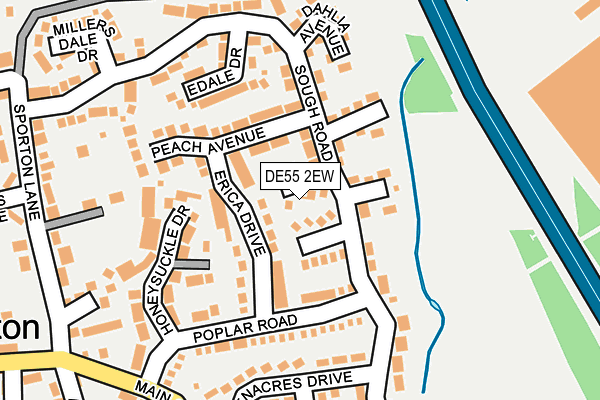 DE55 2EW map - OS OpenMap – Local (Ordnance Survey)