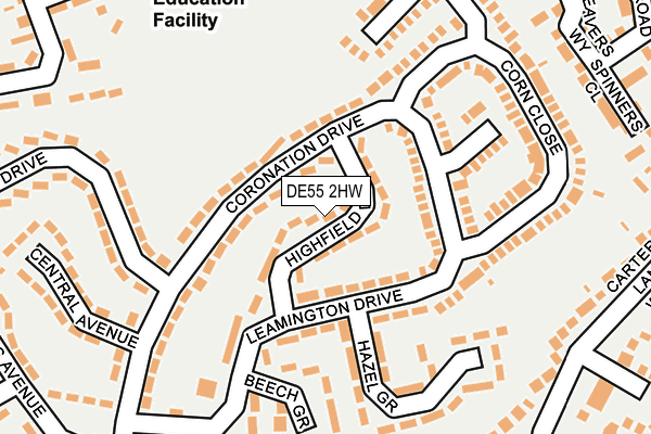 DE55 2HW map - OS OpenMap – Local (Ordnance Survey)