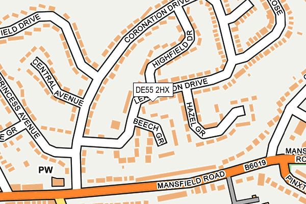DE55 2HX map - OS OpenMap – Local (Ordnance Survey)