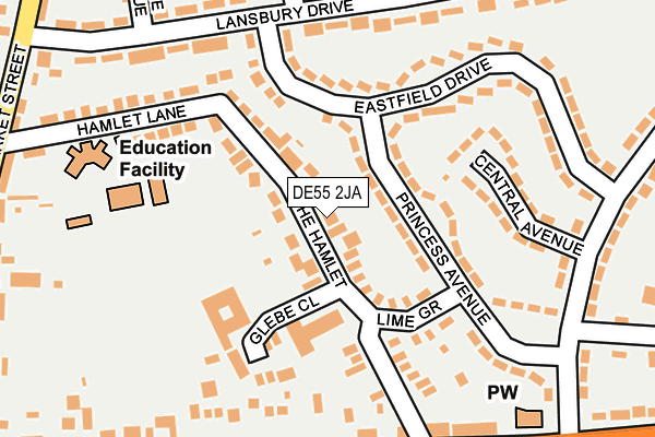 DE55 2JA map - OS OpenMap – Local (Ordnance Survey)