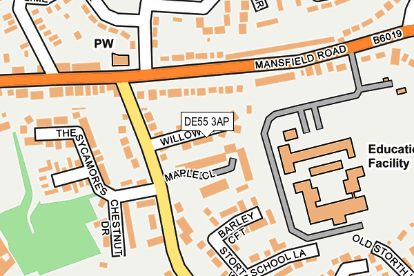 DE55 3AP map - OS OpenMap – Local (Ordnance Survey)