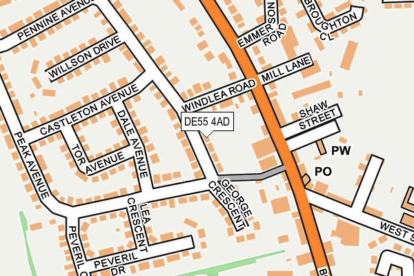 DE55 4AD map - OS OpenMap – Local (Ordnance Survey)