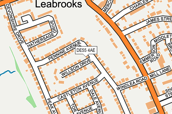DE55 4AE map - OS OpenMap – Local (Ordnance Survey)