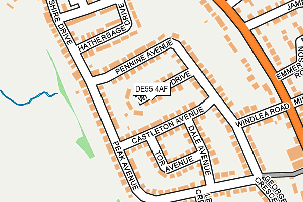 DE55 4AF map - OS OpenMap – Local (Ordnance Survey)