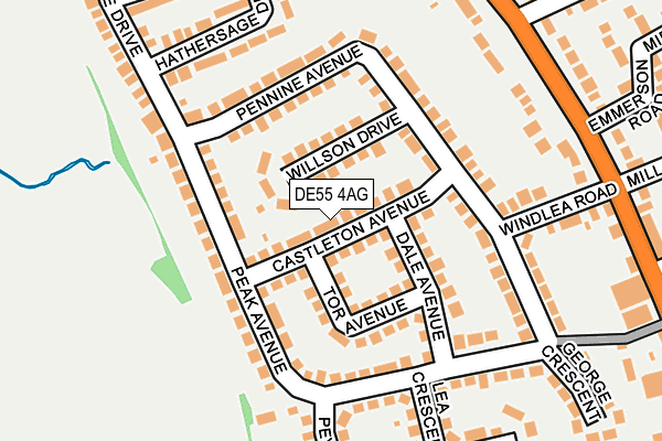 DE55 4AG map - OS OpenMap – Local (Ordnance Survey)