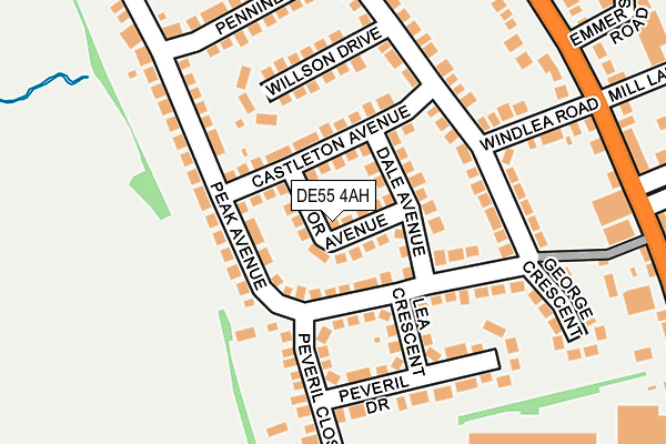 DE55 4AH map - OS OpenMap – Local (Ordnance Survey)