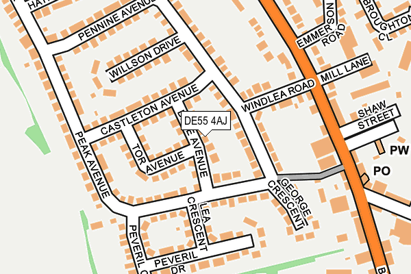 DE55 4AJ map - OS OpenMap – Local (Ordnance Survey)