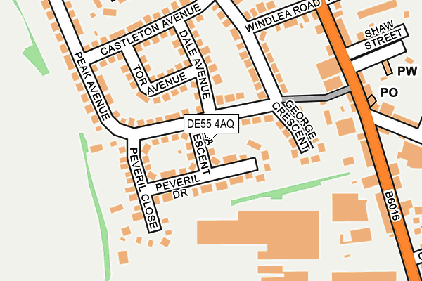 DE55 4AQ map - OS OpenMap – Local (Ordnance Survey)