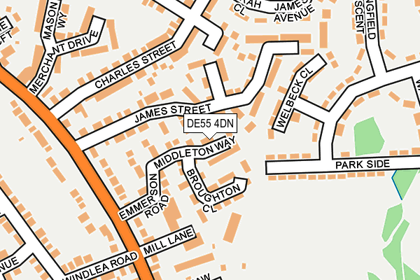 DE55 4DN map - OS OpenMap – Local (Ordnance Survey)