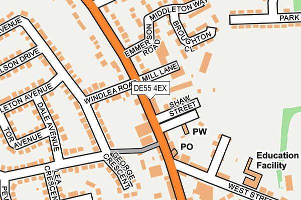 DE55 4EX map - OS OpenMap – Local (Ordnance Survey)