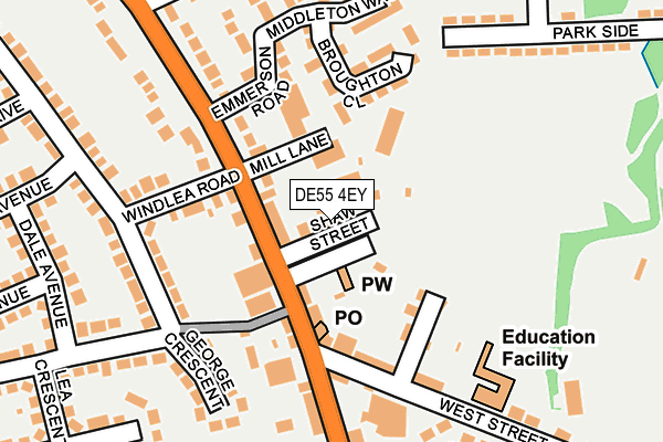 DE55 4EY map - OS OpenMap – Local (Ordnance Survey)