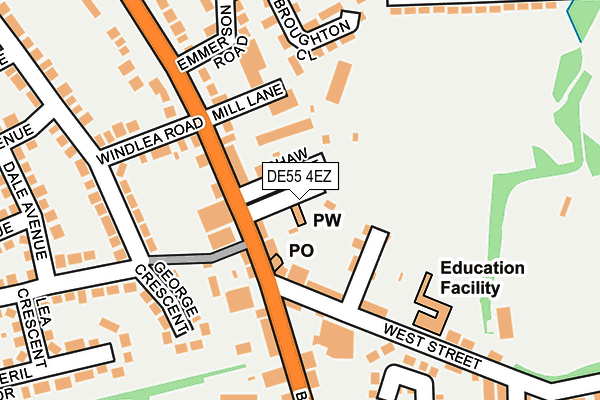 DE55 4EZ map - OS OpenMap – Local (Ordnance Survey)