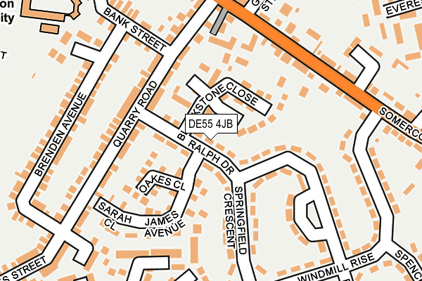 DE55 4JB map - OS OpenMap – Local (Ordnance Survey)