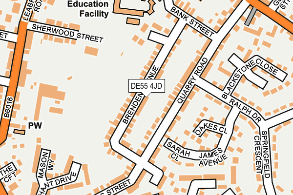 DE55 4JD map - OS OpenMap – Local (Ordnance Survey)