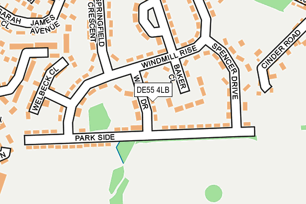DE55 4LB map - OS OpenMap – Local (Ordnance Survey)