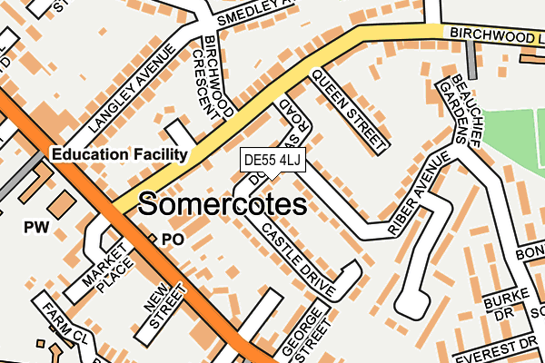 DE55 4LJ map - OS OpenMap – Local (Ordnance Survey)