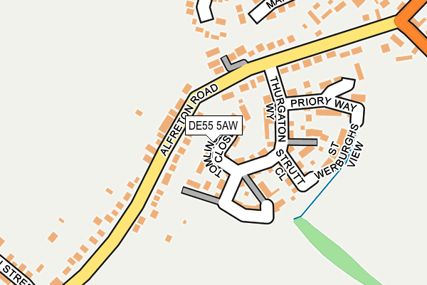 DE55 5AW map - OS OpenMap – Local (Ordnance Survey)