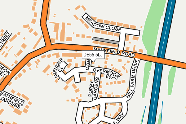 DE55 5LJ map - OS OpenMap – Local (Ordnance Survey)