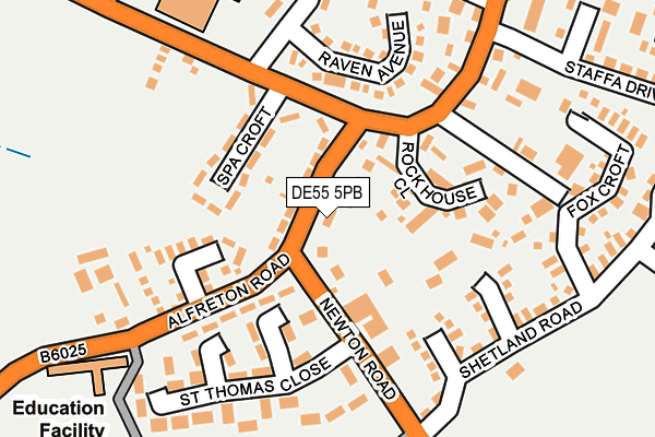 DE55 5PB map - OS OpenMap – Local (Ordnance Survey)