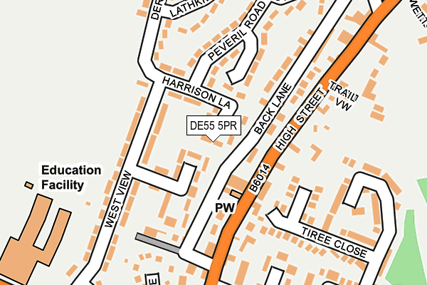 DE55 5PR map - OS OpenMap – Local (Ordnance Survey)