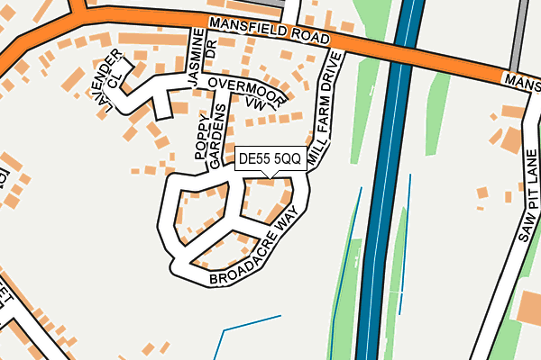 DE55 5QQ map - OS OpenMap – Local (Ordnance Survey)
