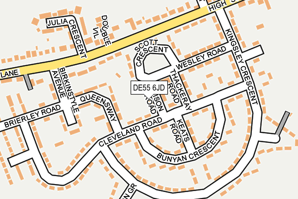 DE55 6JD map - OS OpenMap – Local (Ordnance Survey)