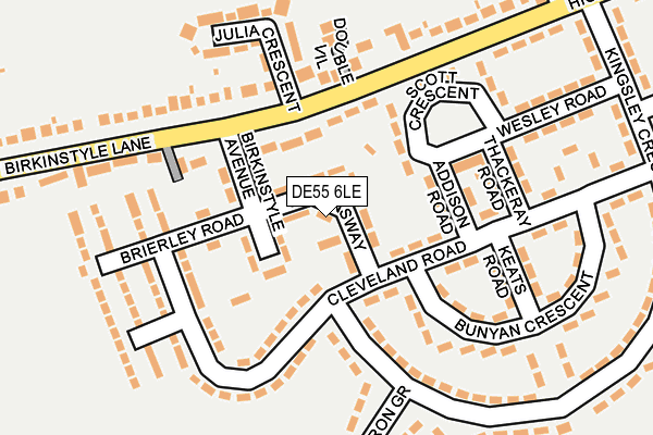 DE55 6LE map - OS OpenMap – Local (Ordnance Survey)