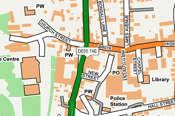 DE55 7AE map - OS OpenMap – Local (Ordnance Survey)