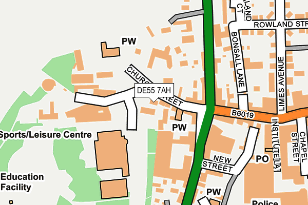 DE55 7AH map - OS OpenMap – Local (Ordnance Survey)