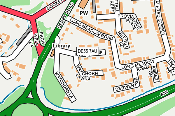 DE55 7AU map - OS OpenMap – Local (Ordnance Survey)