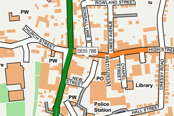 DE55 7BB map - OS OpenMap – Local (Ordnance Survey)