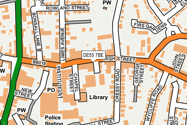 DE55 7BE map - OS OpenMap – Local (Ordnance Survey)