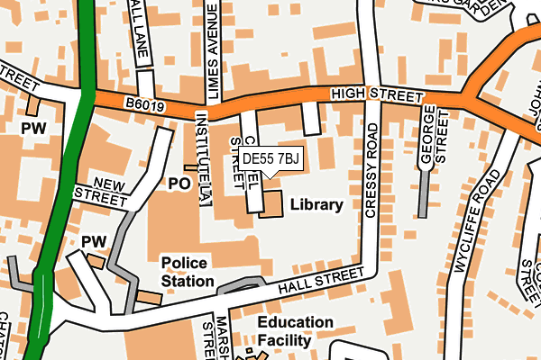 DE55 7BJ map - OS OpenMap – Local (Ordnance Survey)