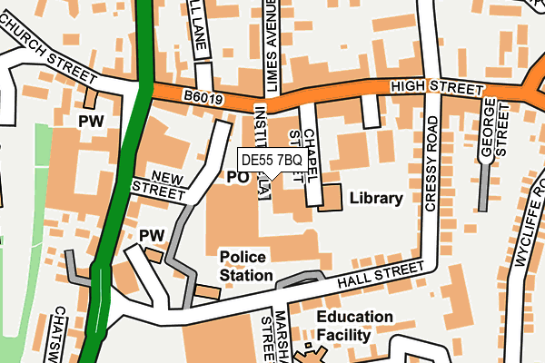 DE55 7BQ map - OS OpenMap – Local (Ordnance Survey)