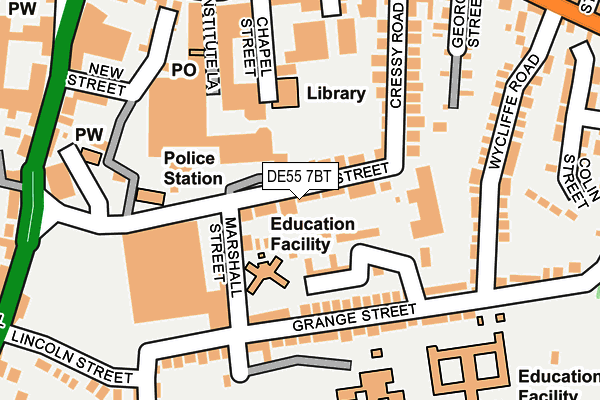 DE55 7BT map - OS OpenMap – Local (Ordnance Survey)