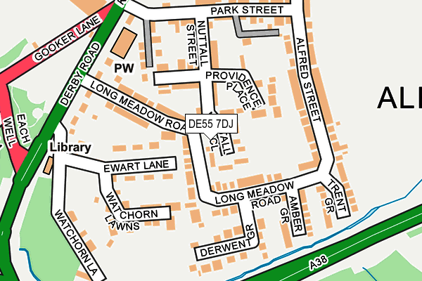 DE55 7DJ map - OS OpenMap – Local (Ordnance Survey)