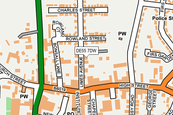 DE55 7DW map - OS OpenMap – Local (Ordnance Survey)