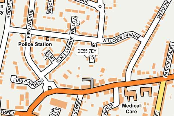 DE55 7EY map - OS OpenMap – Local (Ordnance Survey)