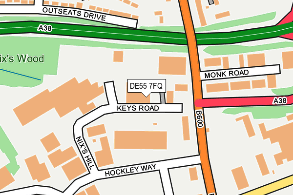 DE55 7FQ map - OS OpenMap – Local (Ordnance Survey)