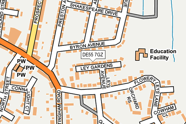 DE55 7GZ map - OS OpenMap – Local (Ordnance Survey)