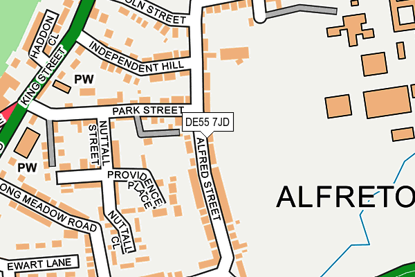 DE55 7JD map - OS OpenMap – Local (Ordnance Survey)