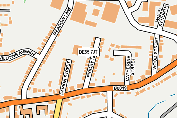 DE55 7JT map - OS OpenMap – Local (Ordnance Survey)