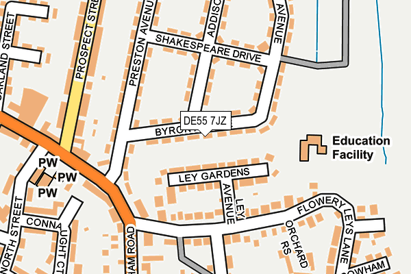 DE55 7JZ map - OS OpenMap – Local (Ordnance Survey)